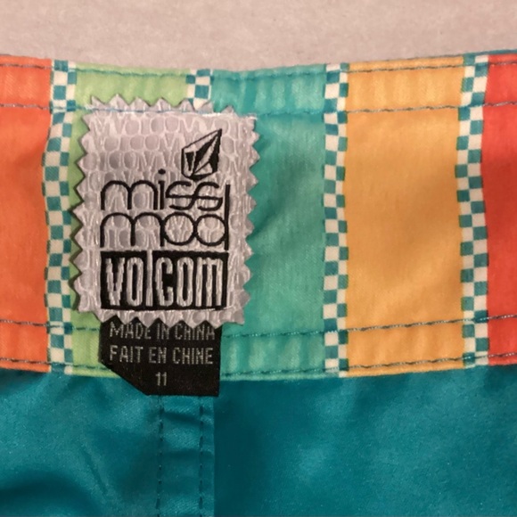 Volcom womens board shorts swim boardshorts turquoise blue Size 11 - Picture 7 of 7